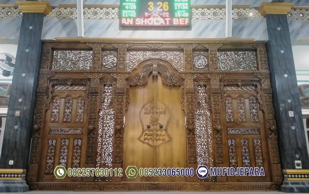 Pintu Masjid Kayu Jati Mewah Ukiran Gebyok Jepara
